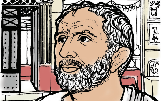 An illustration from Book I of the Cambridge Latin Course showing the character Felix